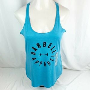 Barbell Athletic Apparel Womens M Light Blue Tank Top Full Circle Shirt New Gym